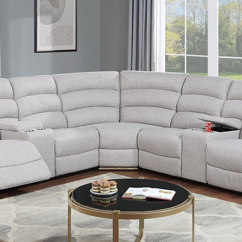 Manual Motion Reclining Loveseat 3 Piece Sectional Set With Console Storage And Cup Holders