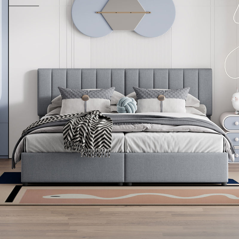 Upholstered Platform Bed With A Hydraulic Storage System