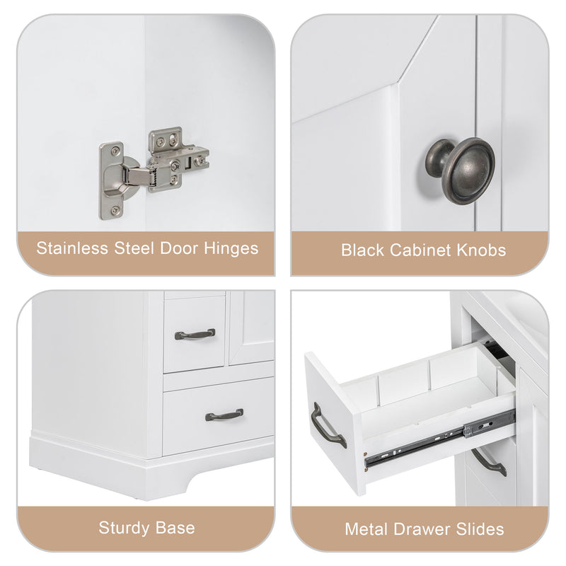 Modern Bathroom Vanity Base Only, 6 Drawer Storage With Adjustable Shelf