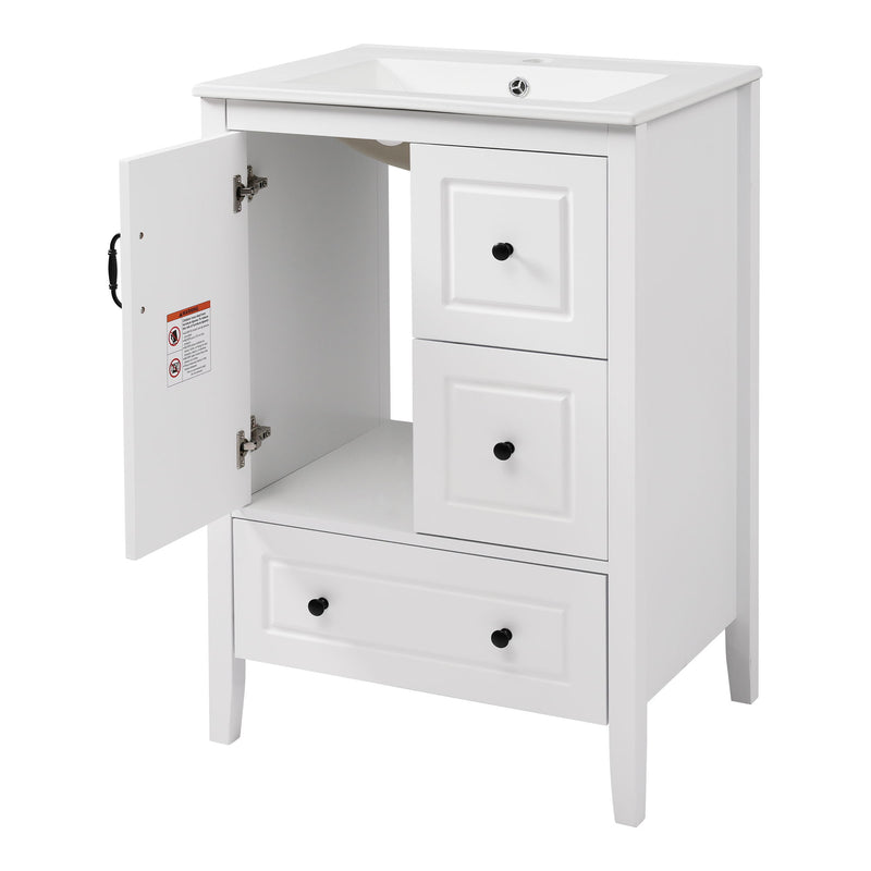 Retro Bathroom Vanity With Sink, Soft Closing Cabinet & Drawers