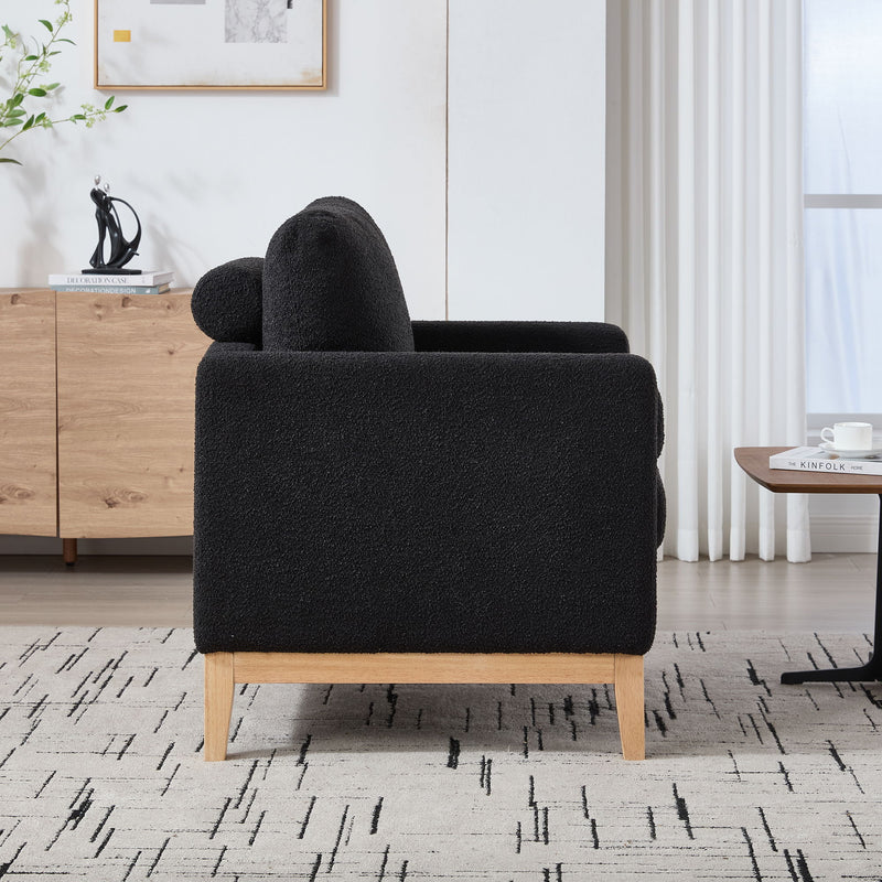 Wide Modern Performance Accent Chair With Natural Legs