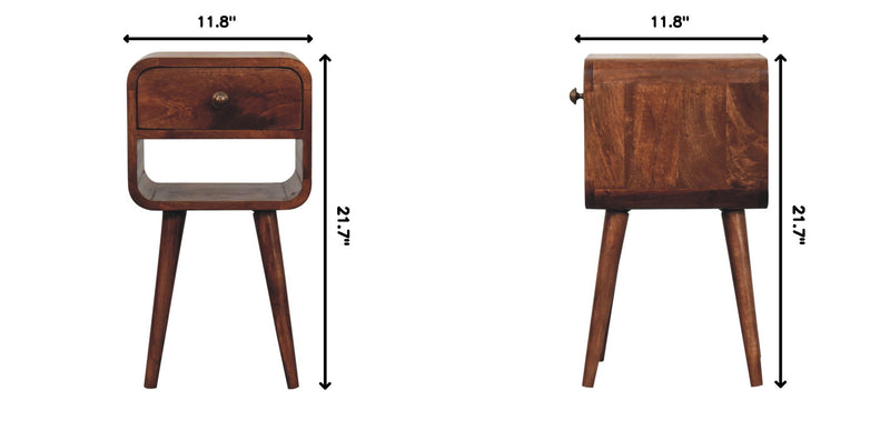 Mini California Curved Nightstand Wth Lower Slot
