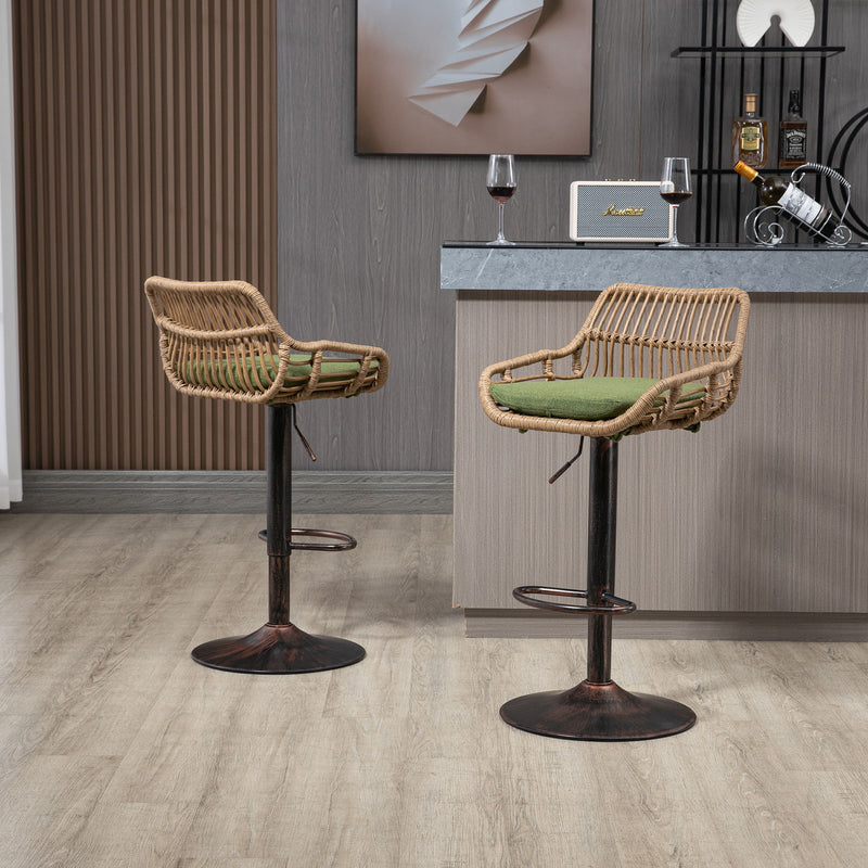 Modern Swivel Bar Stools Adjustable Counter Chairs With Footrest (Set of 2)