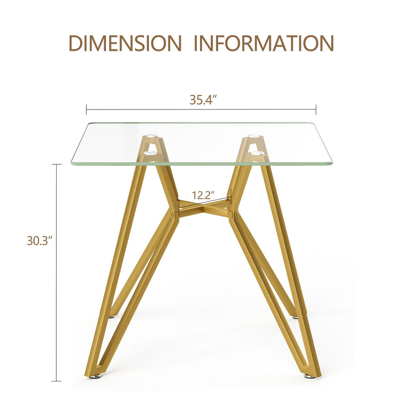 Modern Glass Dining Table With Metal Legs