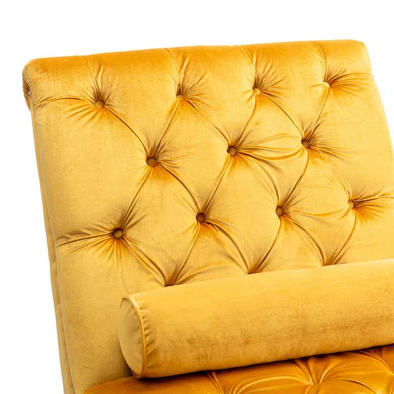 Chaise Lounge Indoor, Button Tufted Upholstered Chaise Lounge Chair With Pillow