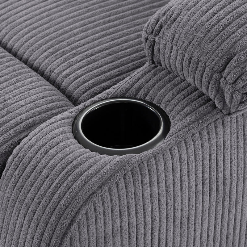 Adjustable Manual Recliner, Ergonomic Lounge Chair With Phone Holder And 2 Cup Holders