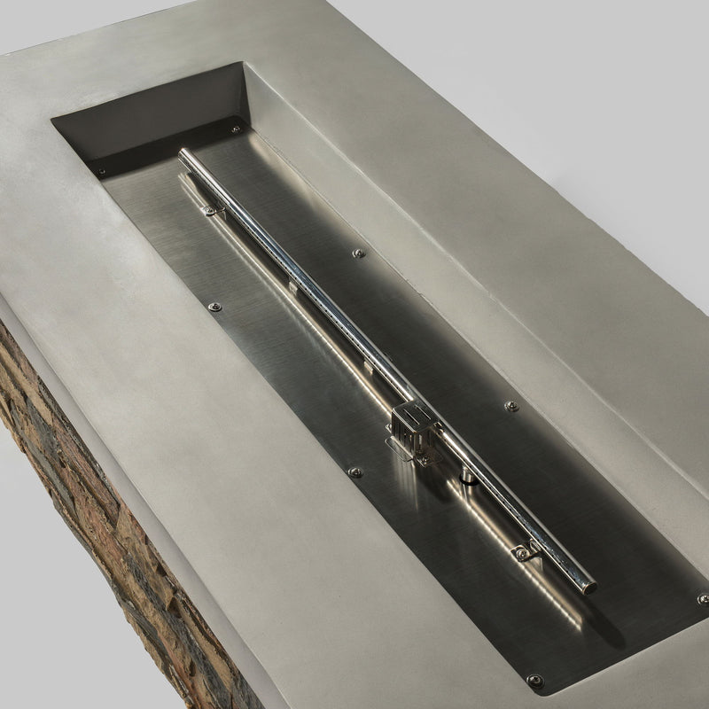 Propane Gas Fire Pit Table, 60000 Btu Rectangular For Outside Patio - Light Gray / Mixed Light Brown
