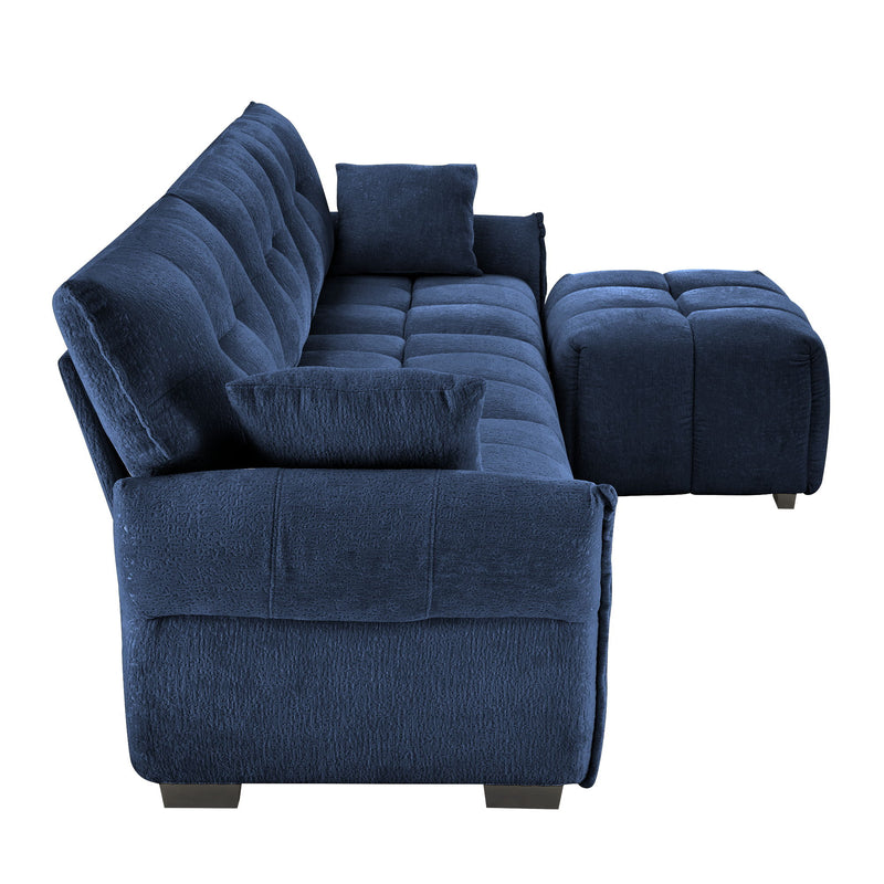 Sofa Set With Ottoman And Pillows, Textured, High Resilience Cushions