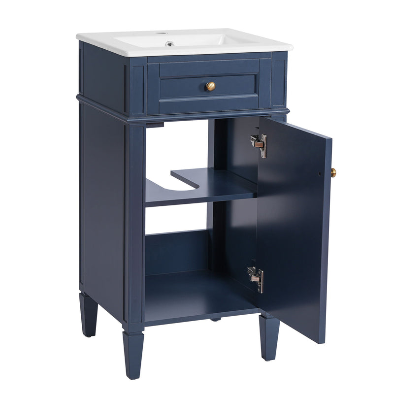 French Style Bathroom Vanity With Sink, Soft-Closing Door, Adjustable Shelf, Rectangular Design