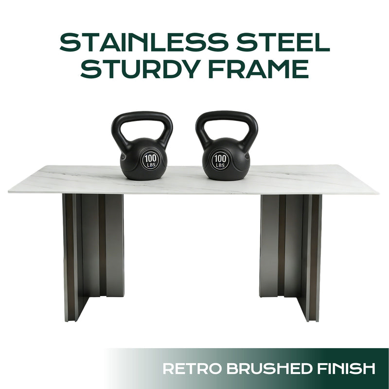 Rectangular Dining Table - Gray / White