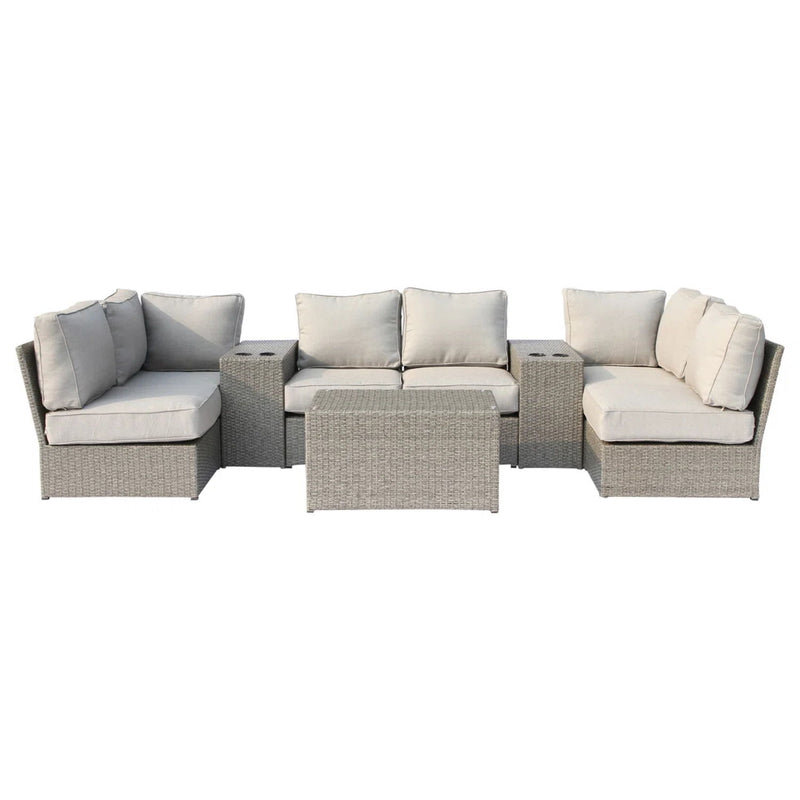 Outdoor Wicker Seating Group For 4 With Cushions - Gray Mix