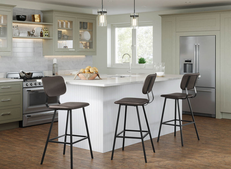 Foundry - Contemporary Barstool Zig Zag Stitching (Set of 2) - Gray
