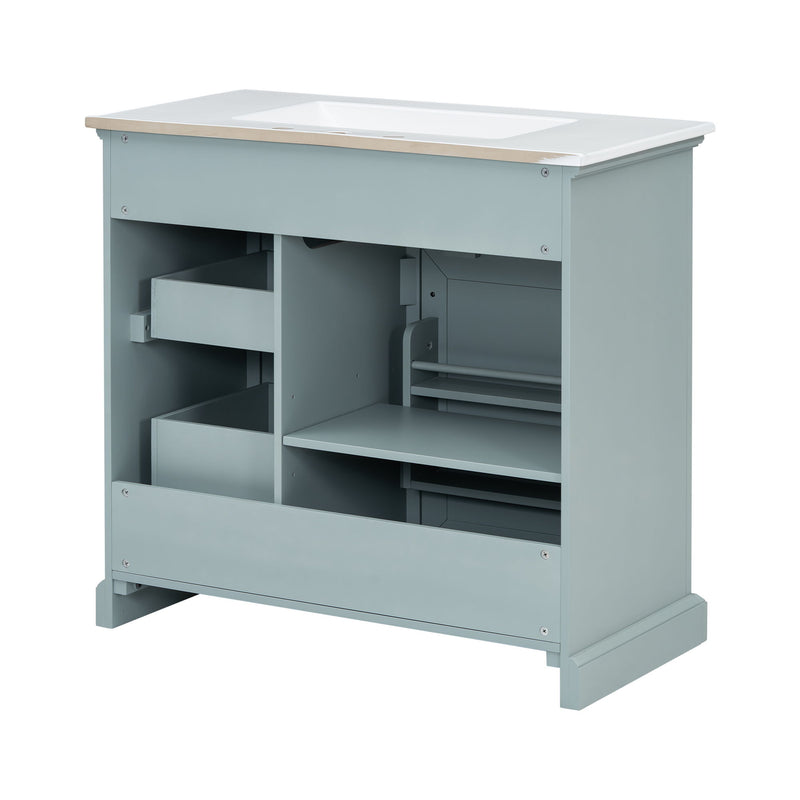 Bathroom Vanity With Sink, 2 Tip Out Drawers, Soft Close Hinges - Gray