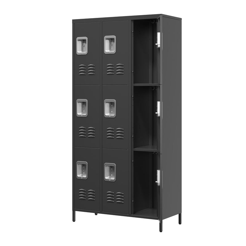 9 Door Lockers With Lock For Secure Storage And - Black