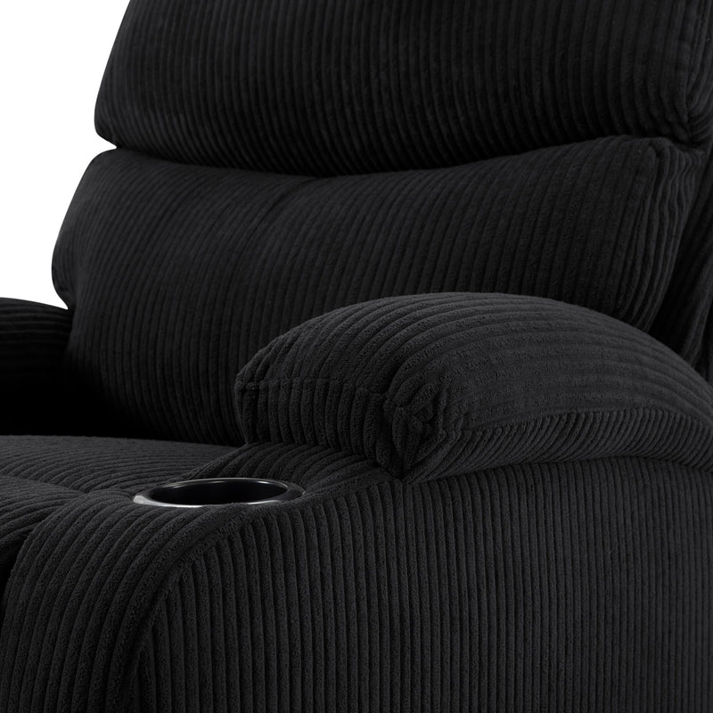 Adjustable Manual Recliner, Ergonomic Lounge Chair With Phone Holder And 2 Cup Holders
