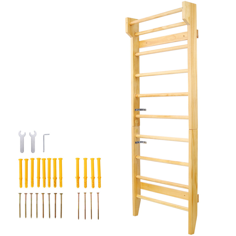 Gymnastics Stall Bar Multi Use Swedish Ladder For Home Gym And Physical Therapy - Natural