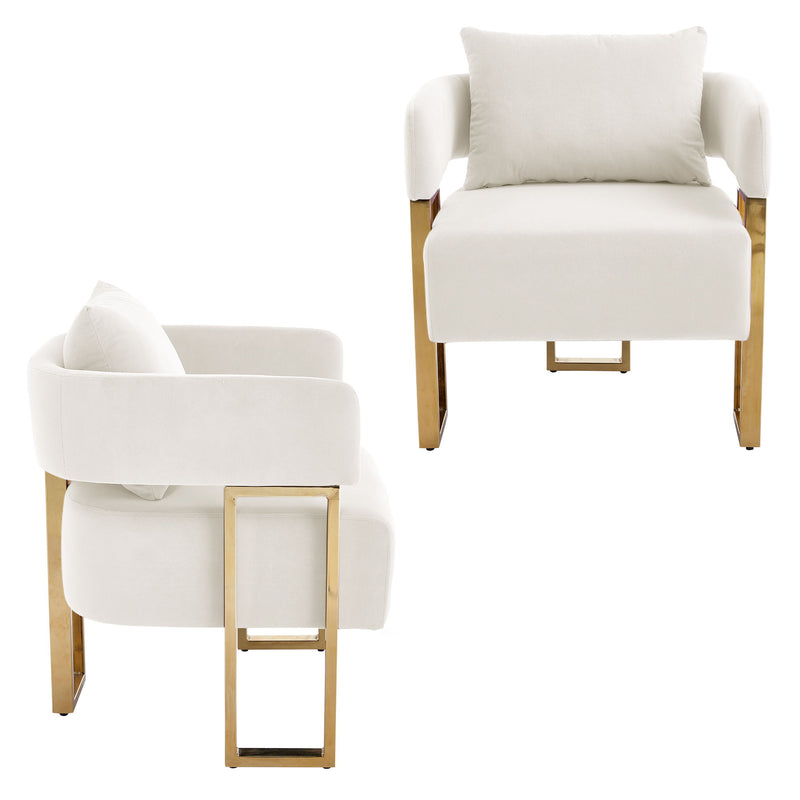 Modern Classic Design Decorative Chair Teddy Fleece Upholstered And Metal Foot