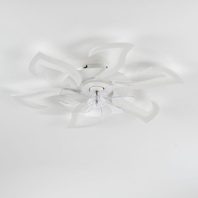 Flower Ceiling Fan With LED Dimmable Light, Flush Mount Ceiling Fan With Remote Control, Low Profile Design, 6 Speeds, Timing Function