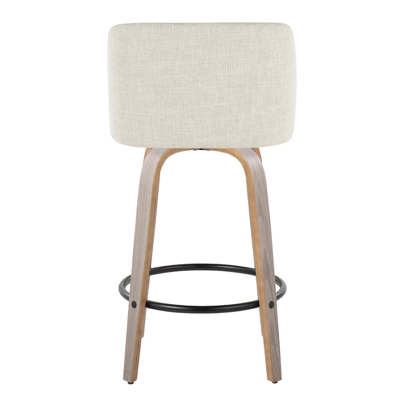 Toriano - Contemporary Fixed Height Counter Stool Swivel & Round Footrest (Set of 2)