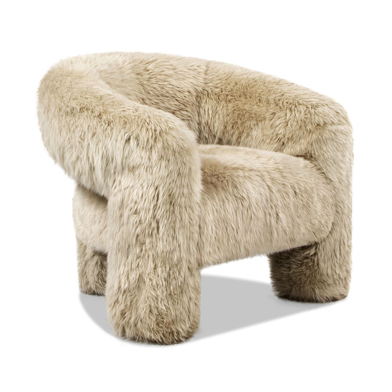 Avalon - Genuine Sheepskin Fur Split Barrel Back Accent Chair - Natural Blonde