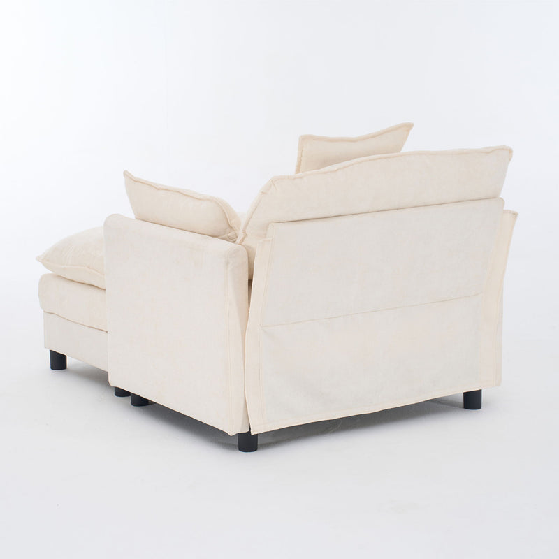 Accent Chair With Ottoman - Beige