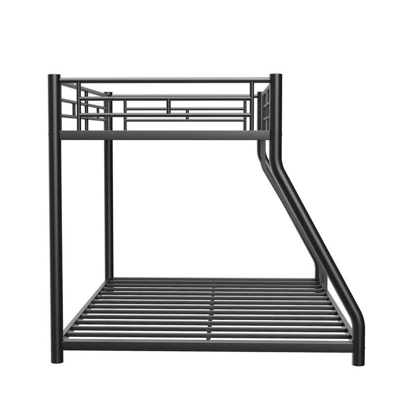 Bunk Bed Frame With Ladder And Guardrail, Heavy Duty Noise Free Design Metal Construction