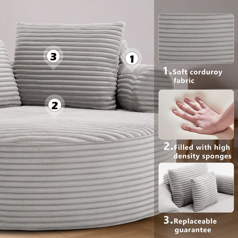 Round Sofa Bed With 3 Pillows For Living Room