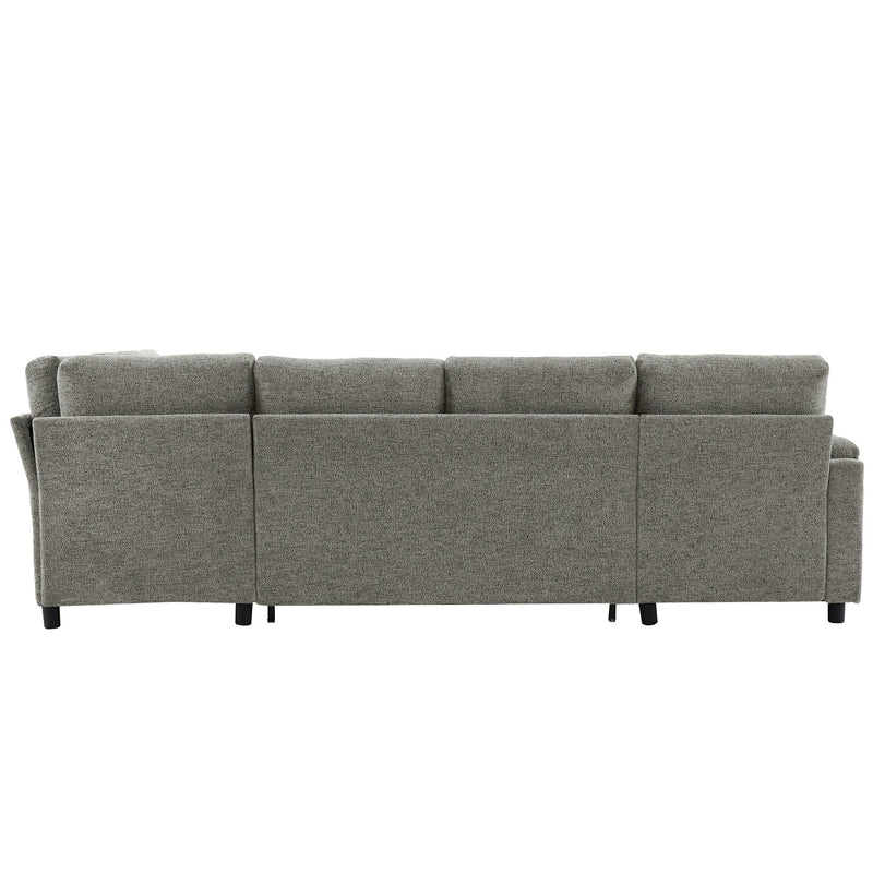 U-Shaped Sectional Sleeper Sofa With Ample Storage Space, 2 Cup Holders And Charging Ports For Living Room