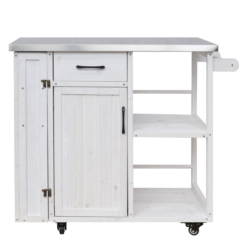 Outdoor Kitchen Island Prep Station With Lockable Wheels, Ample Storage, Towel & Spice Racks