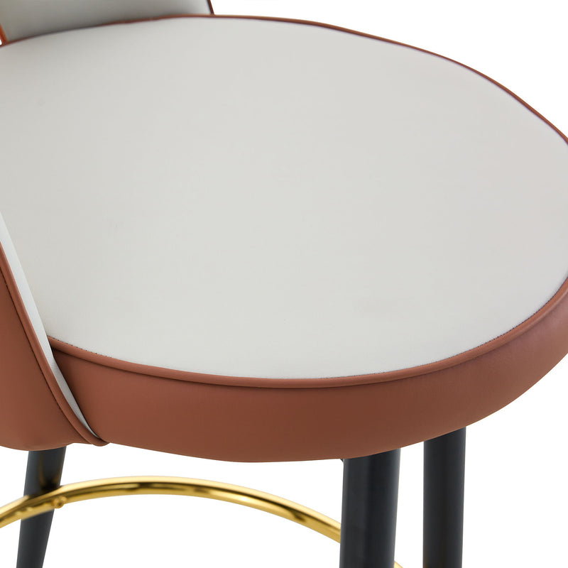 Upholstered Rotatable Bar Chair With Metal Legs For Dining Room