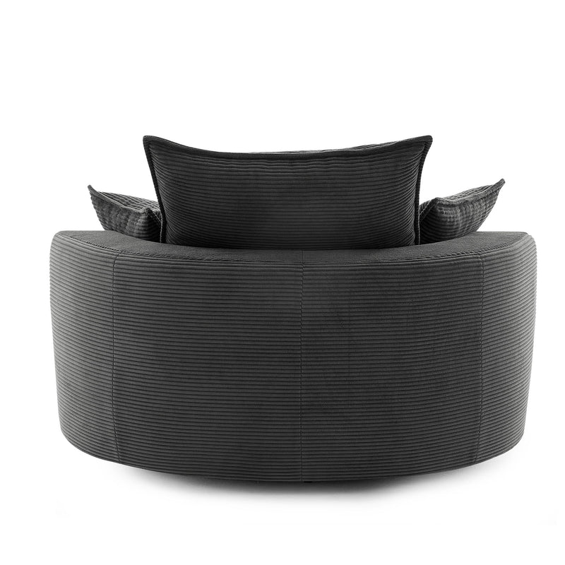 360° Swivel Accent Barrel Chair With Dual Layer Cushion And 3 Removable Pillows