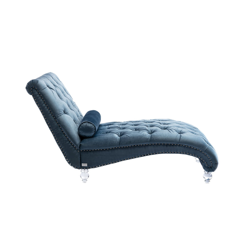 Chaise Lounge Indoor, Button Tufted Upholstered Chaise Lounge Chair With Pillow