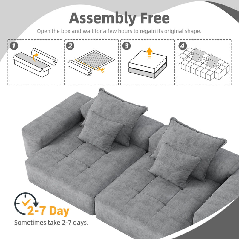 Modern Oversized, Modular Sectional Sofa With Pillows