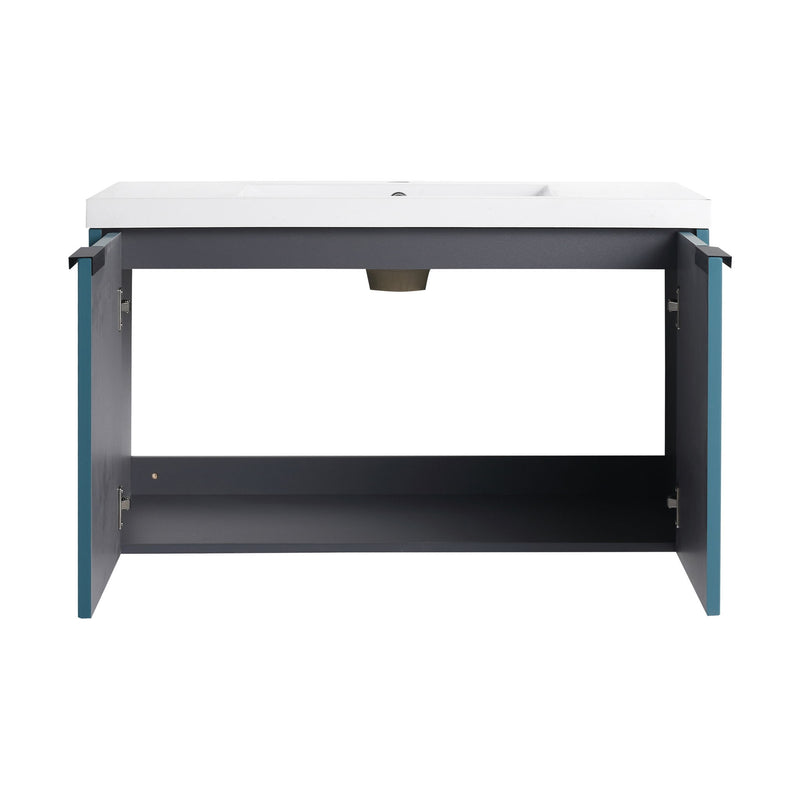 Contemporary Wall Mounted Bathroom Vanity With Resin Double Sink