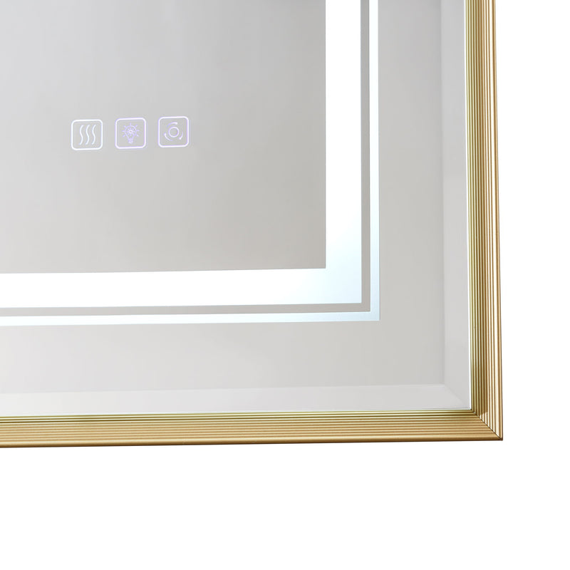 LED Bathroom Beveled Mirror, 3000 - 6000K Gradient Front And Backlit LED Mirror For Bathroom, 3 Colors Dimmable, Ip54 Enhanced Anti Fog