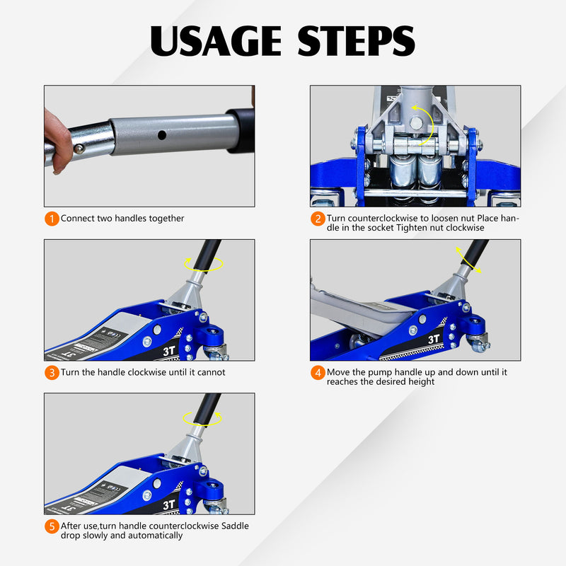 Hydraulic Trolley Floor Jack With Extra Saddle, Fits Suvs And Extended Height Trucks - Blue / Silver