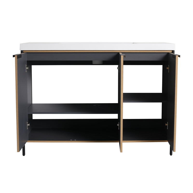 Modern Freestanding Bathroom Vanity With Resin Sink & Soft Close Cabinet Doors
