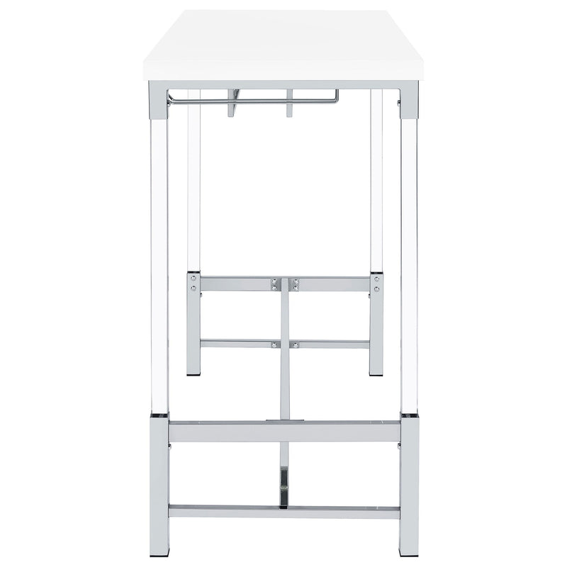 Tonneson - Bar Table With Trestle Base And Wine Storage - White