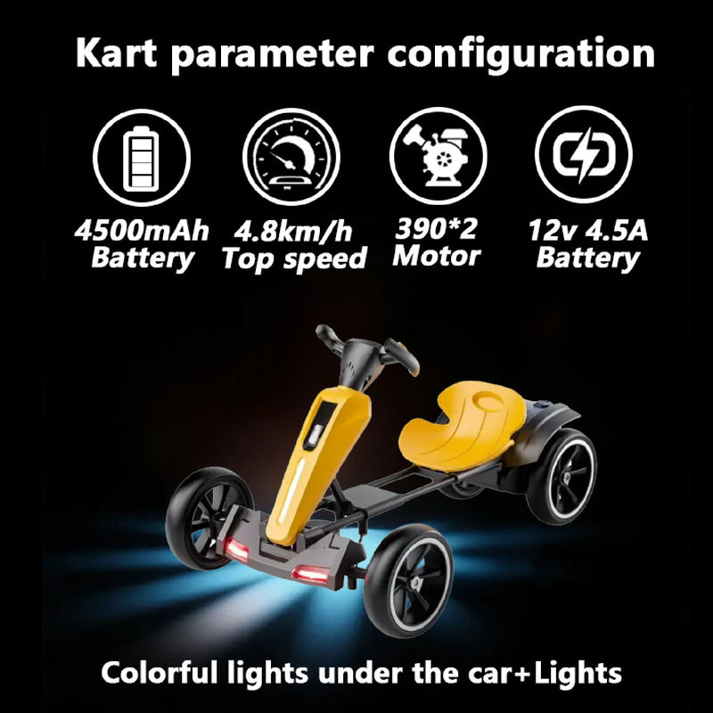 Electric Kids Pedal Go Kart With Adjustable Seat, Foldable Design