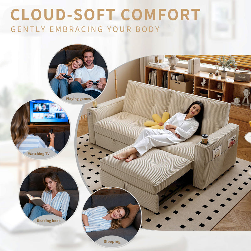 2 In 1 Convertible Sofa Bed For Living Rooms