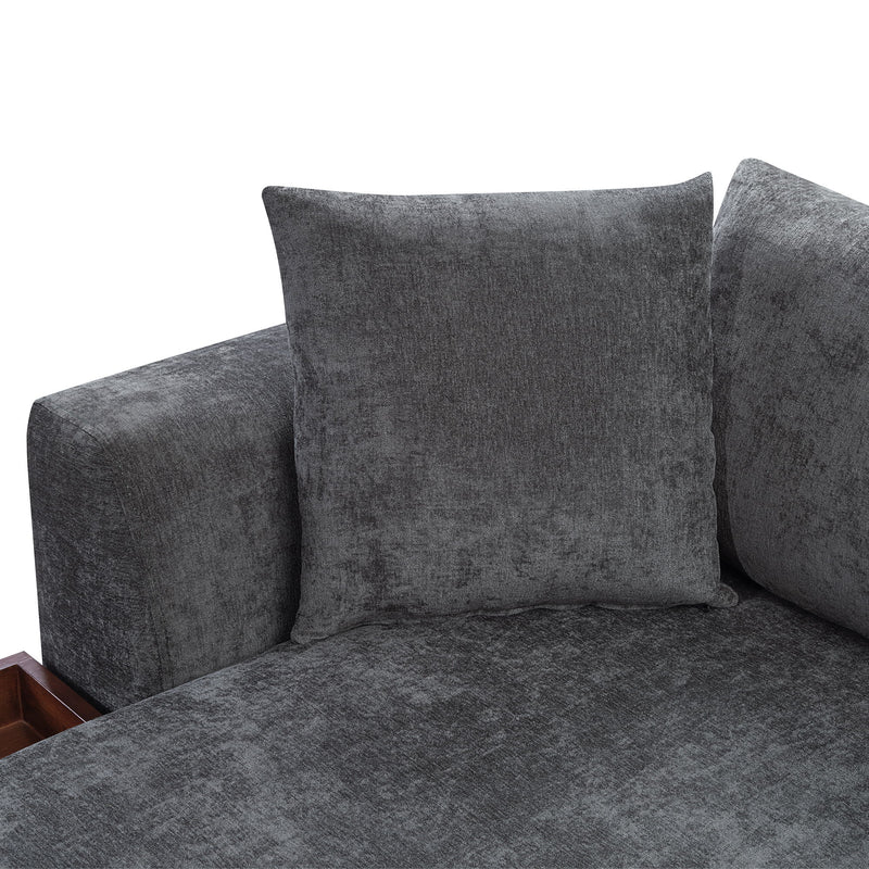 Modern L Shaped Sectional Sofa With Upholstery And Wooden Storage