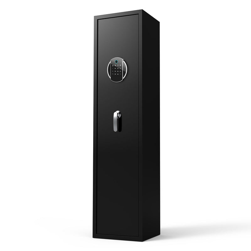 Large Capacity Quick Access Fingerprint Gun Safe, 4 - 5 Gun Biometric Metal Rifle Gun Security Cabinet Safe Locker - Black