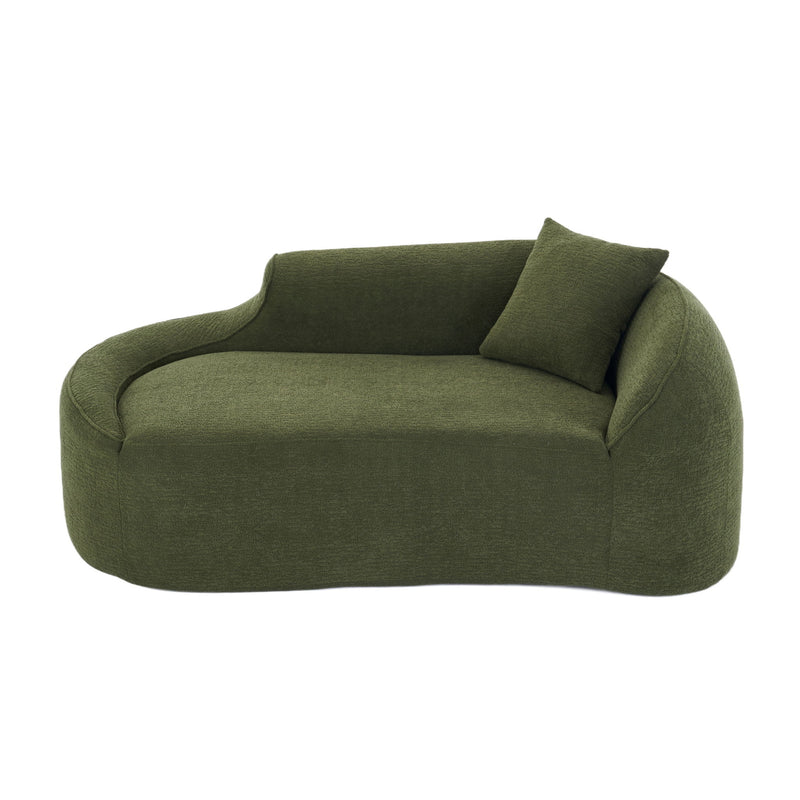 Compression Curved Chaise Longue Chair Indoor Loveseat Sofa Bed With Deep Seat And Pillow - Green