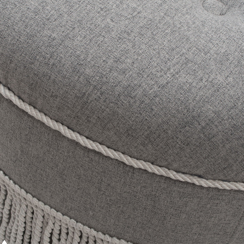 Yolanda - Round Upholstered Accent Ottoman - Gray