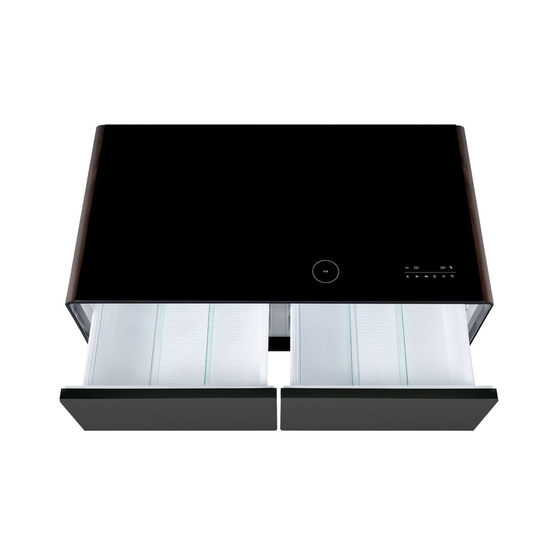 Modern Smart Coffee Table With Built-In Fridge, tooth Speaker, Wireless Charging Module, Touch Control Panel, Power Socket, USB Interface, Outlet Protection, Atmosphere Light