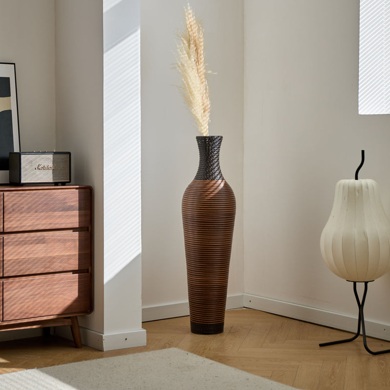 Tall Standing Designer Floor Vases With Elegant 2 Tone Finishes Ideal For Decorating Living Rooms, Bedrooms, Entryways Perfect For Decorating Your Home - Black / Gray
