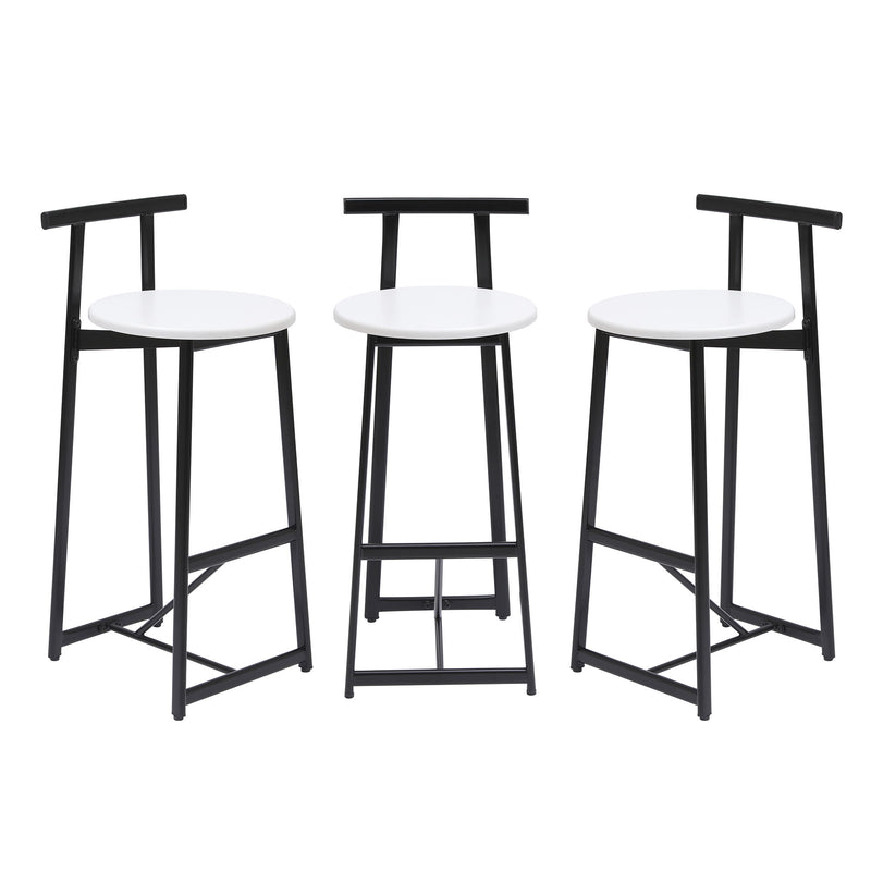 Modern Bar Stools With Backrest For Kitchen (Set of 3)