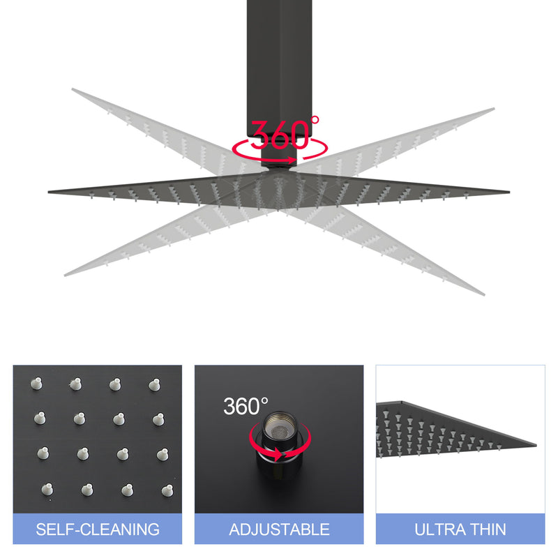 8" Square Rain Shower Head, Ceiling / Wall Mount Stainless Steel Bath Fixture