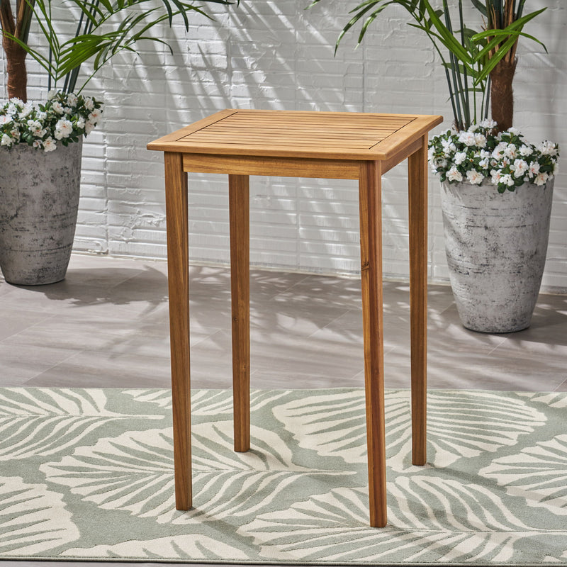 Outdoor Minimalist Acacia Wood Square Bar Table