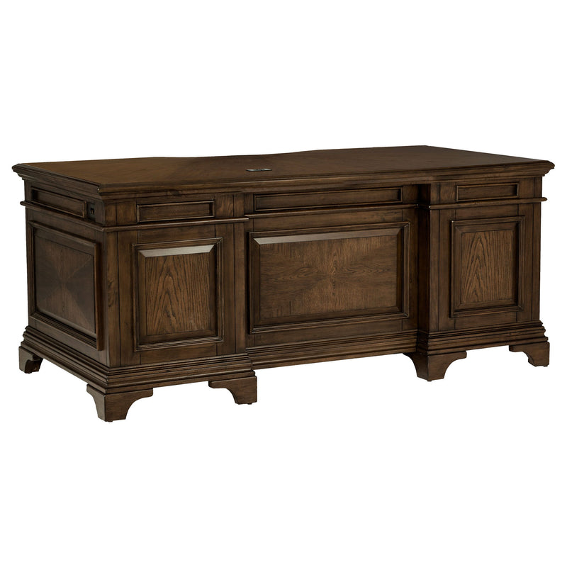 Stigham - 7 Drawer Executive Desk With Lockable File Cabinets - Oak
